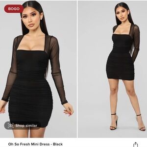 Fashion Nova BNWT Black Long Sleeve Mini Dress XS